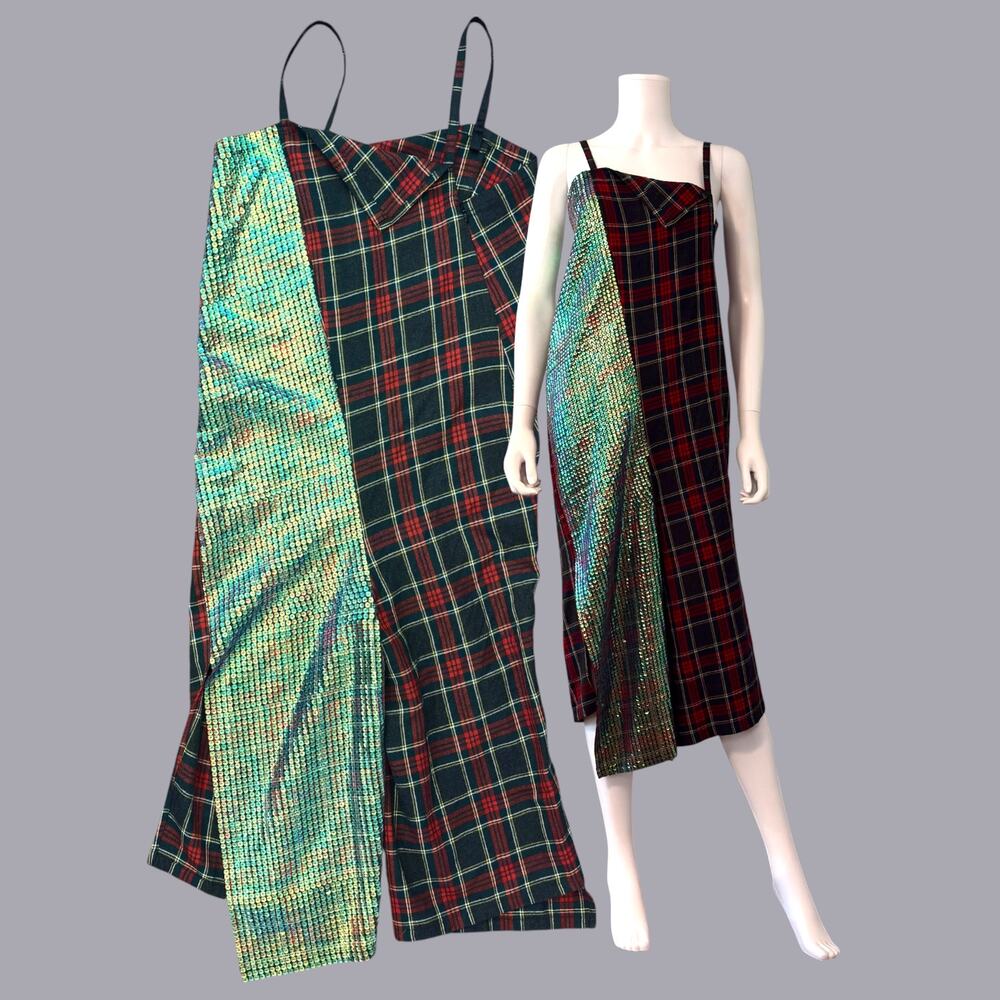 Junya Watanabe Comme des Garçons Plaid Sequin Jumper Avant Garde Streetwear S